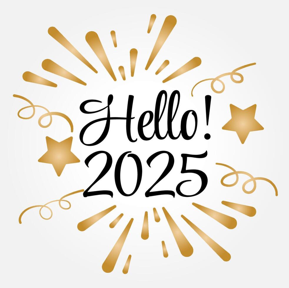 Hello 2025 hand drawn banner New year concept 46148347 Vector Art at Vecteezy