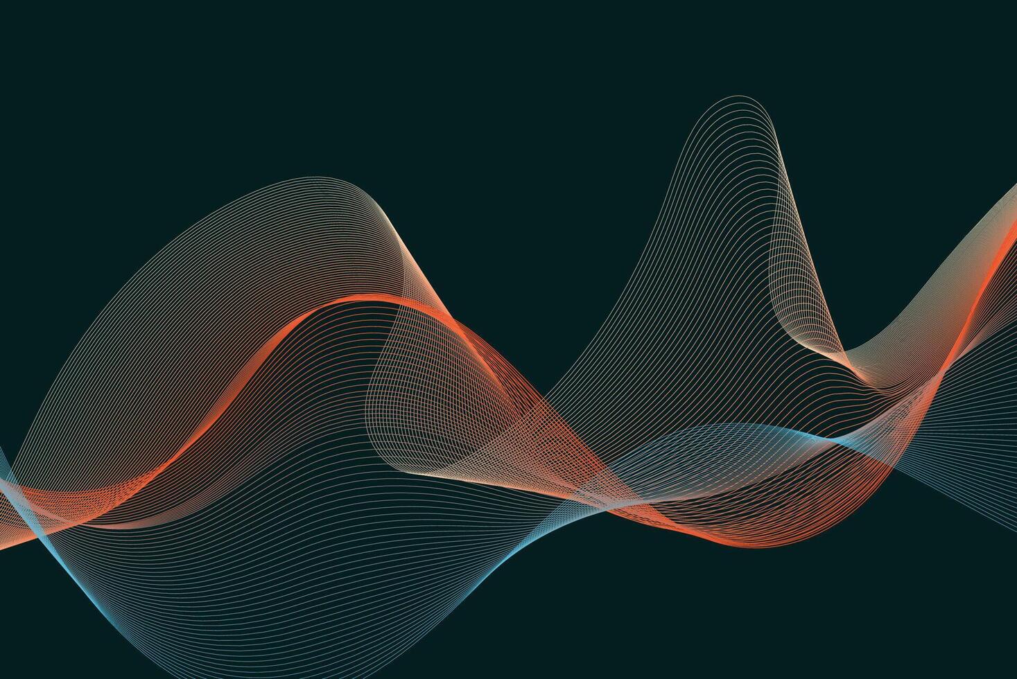 Abstract blue and orange waves on a black background vector