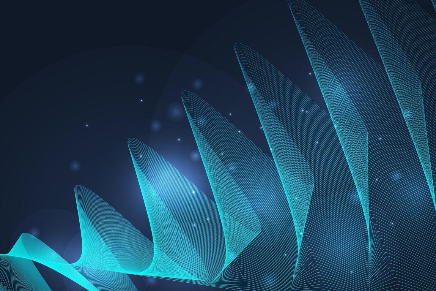 Abstract Blue line on a dark blue background, lighting effects, and luxury design style. vector