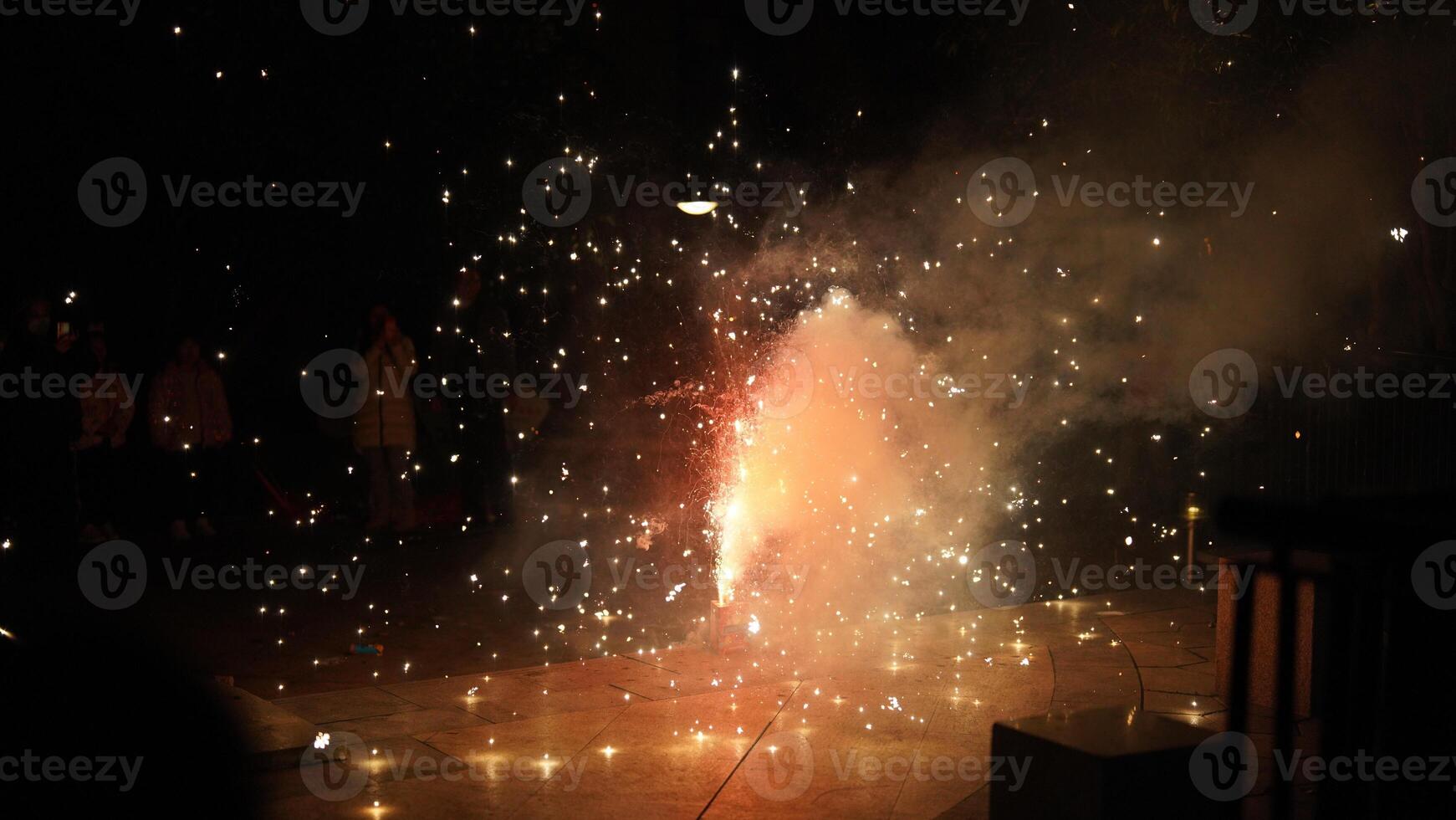 The beautiful fireworks show at night for the New Year celebration in China photo
