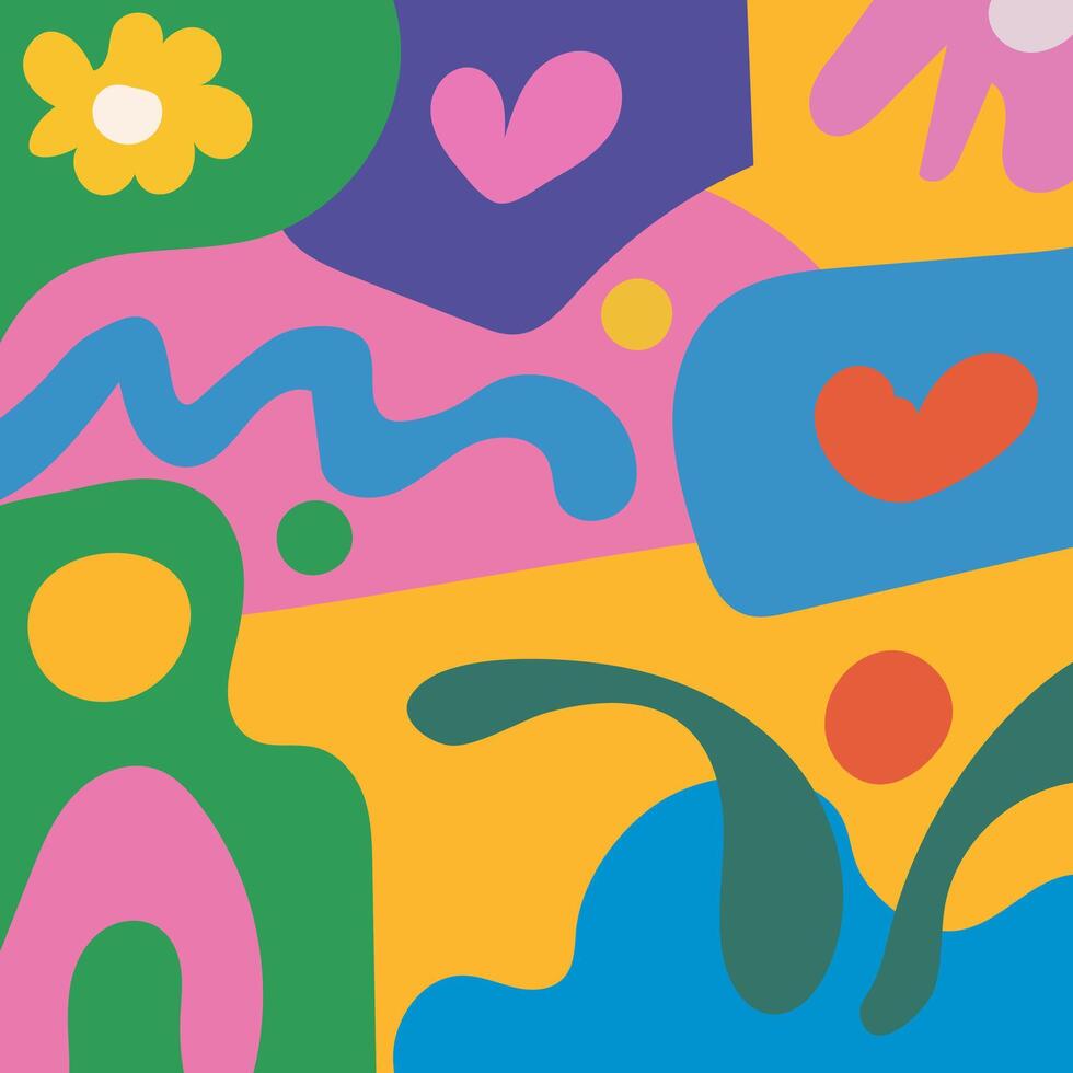 Abstract Colorful Floral Doodle Background vector