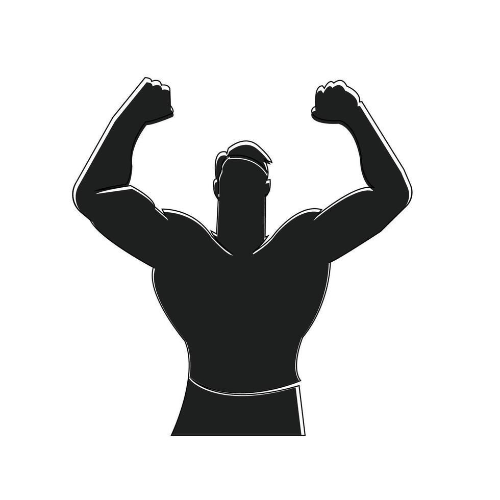 Man showing his muscle. Bodybuilder silhouette. Fitness black icon. vector