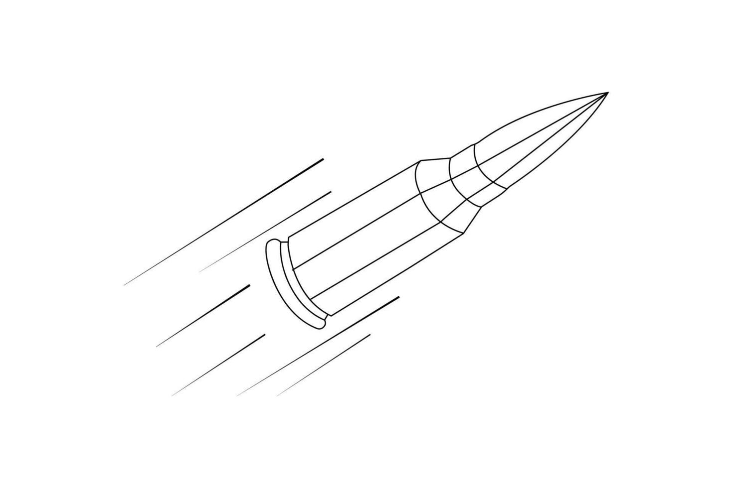 Illustration of flying bullet. Bullet black outline vector