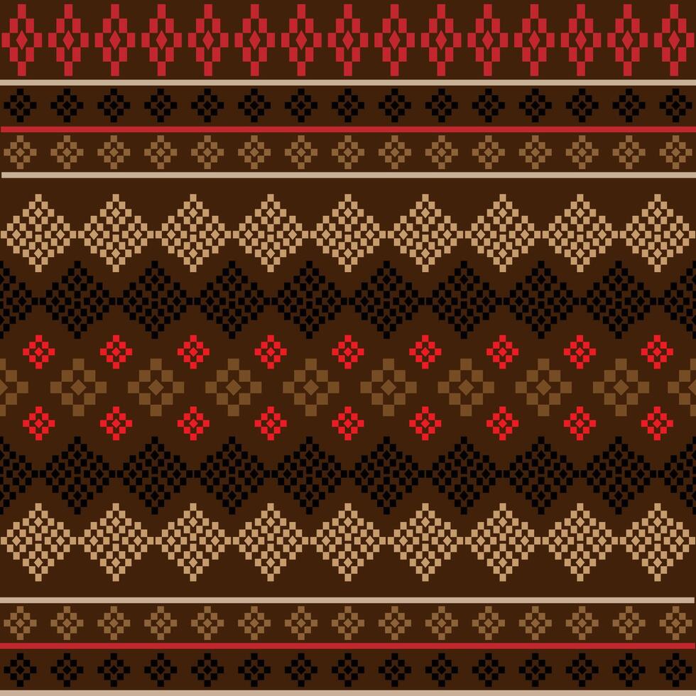 fabric pattern on brown background vector
