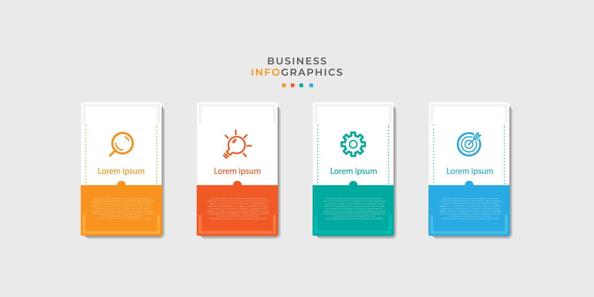 Business infographics timeline design template with 4 step and option information. Premium with editable sign or symbol. Eps10 vector