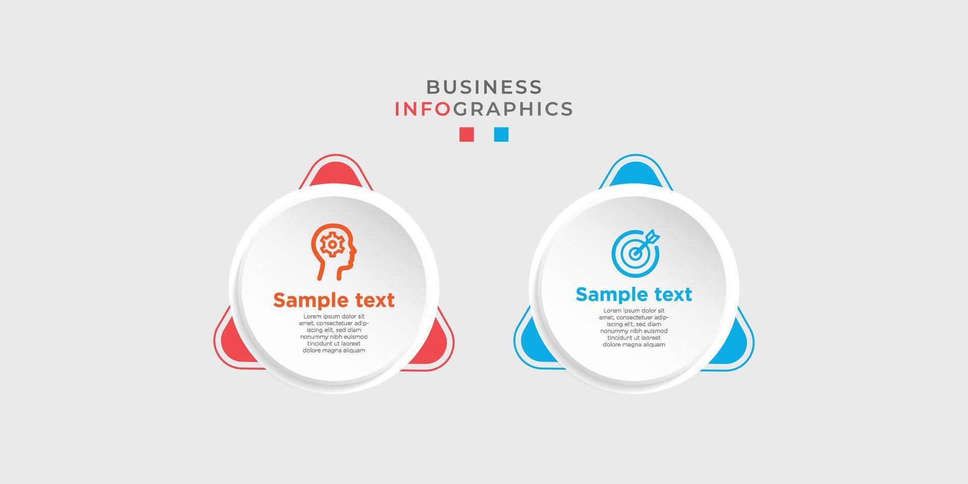 Modern business infographic template design with 2 step or options. Cool design for process diagram, presentations, workflow layout, banner, flow chart, wall information. Eps10 vector