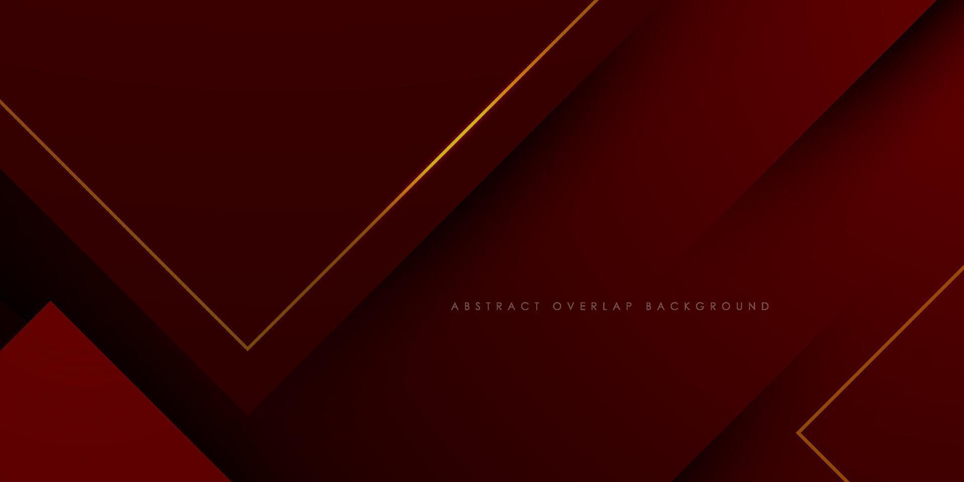 Abstract simple dark red gradient illustration background with 3d look overlap square with shadow and gold lines pattern. Cool design and luxury. Eps10 vector
