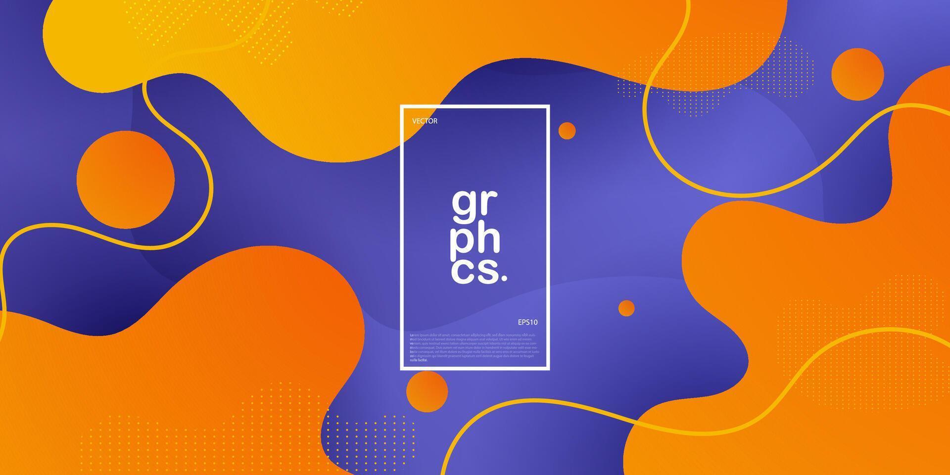 Dynamic orange and purple textured background fluid design in 3D style with wave orange color. Eps10 vector