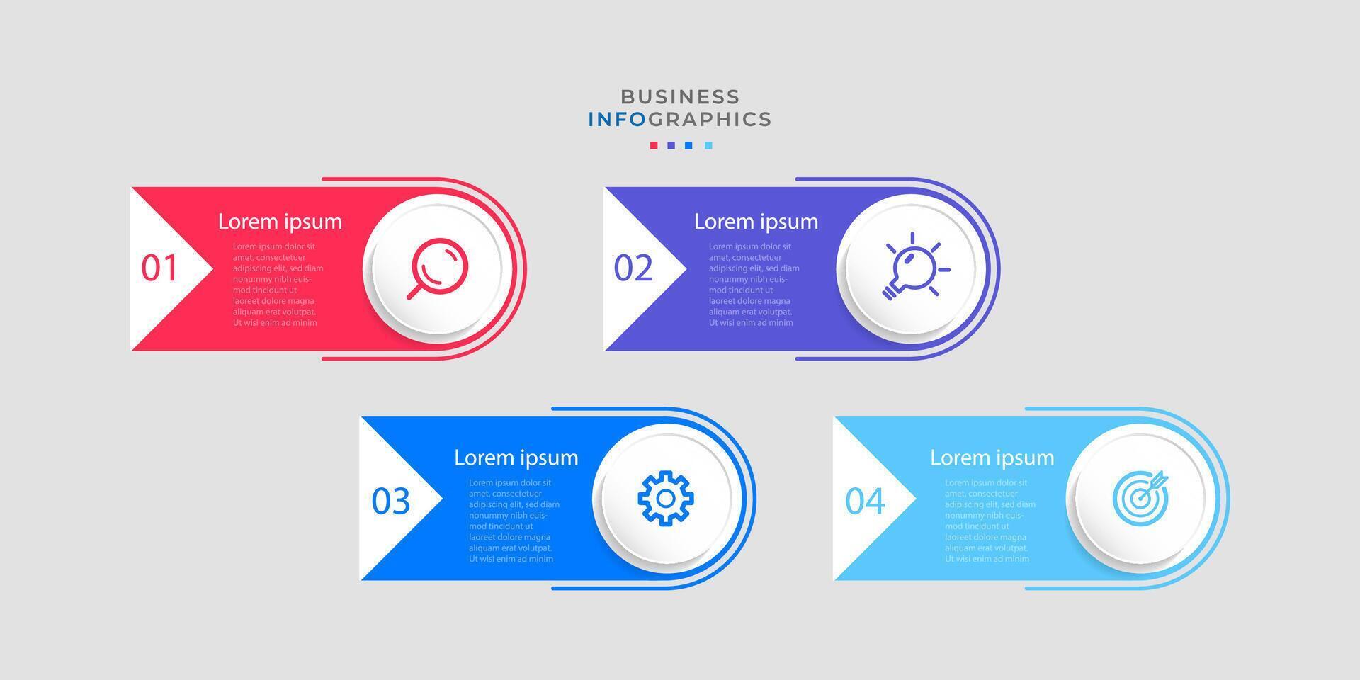 Business infographics timeline design template with 4 step and option information. Premium with editable sign or symbol. Eps10 vector