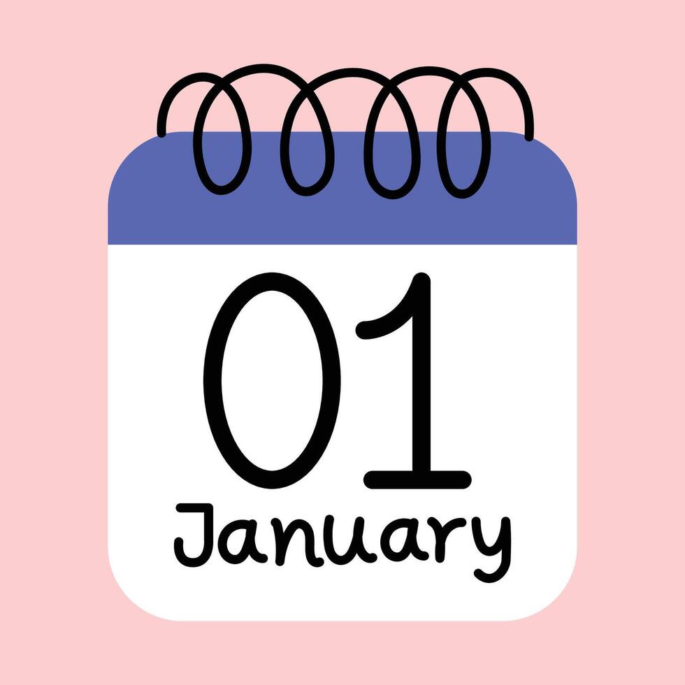 1st January calendar icon January 1 calendar Date Month icon vector
