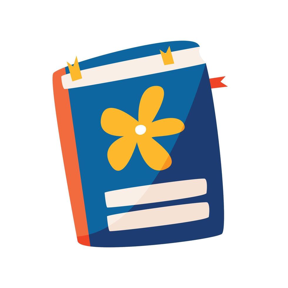 Hand drawn book cartoon illustration on white vector
