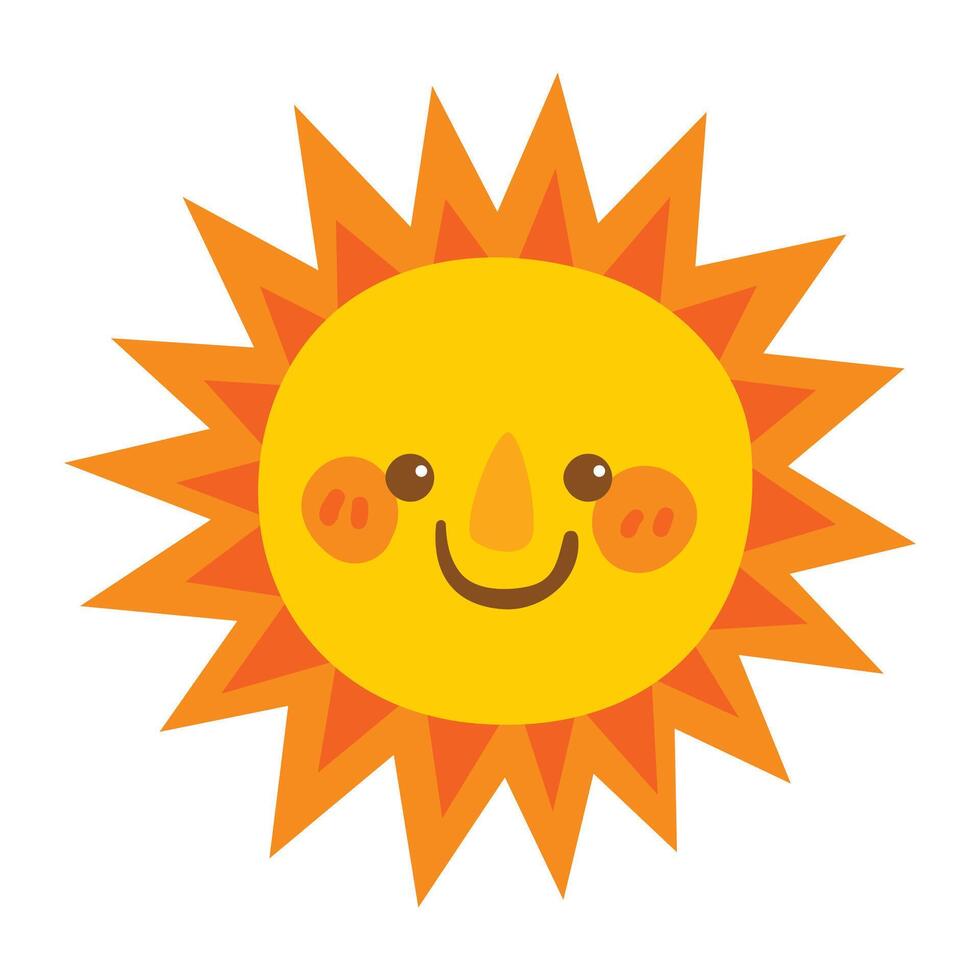 Hand draw cute sun illustration on white background vector