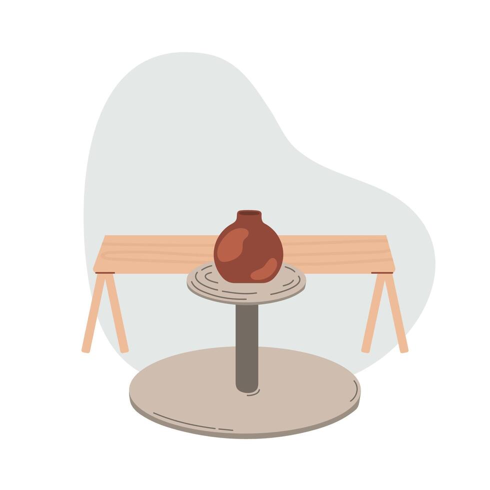 Process of creating ceramics in the workshop vector