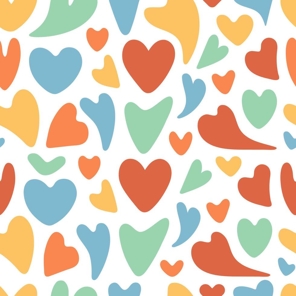 Groovy hearts seamless pattern vector