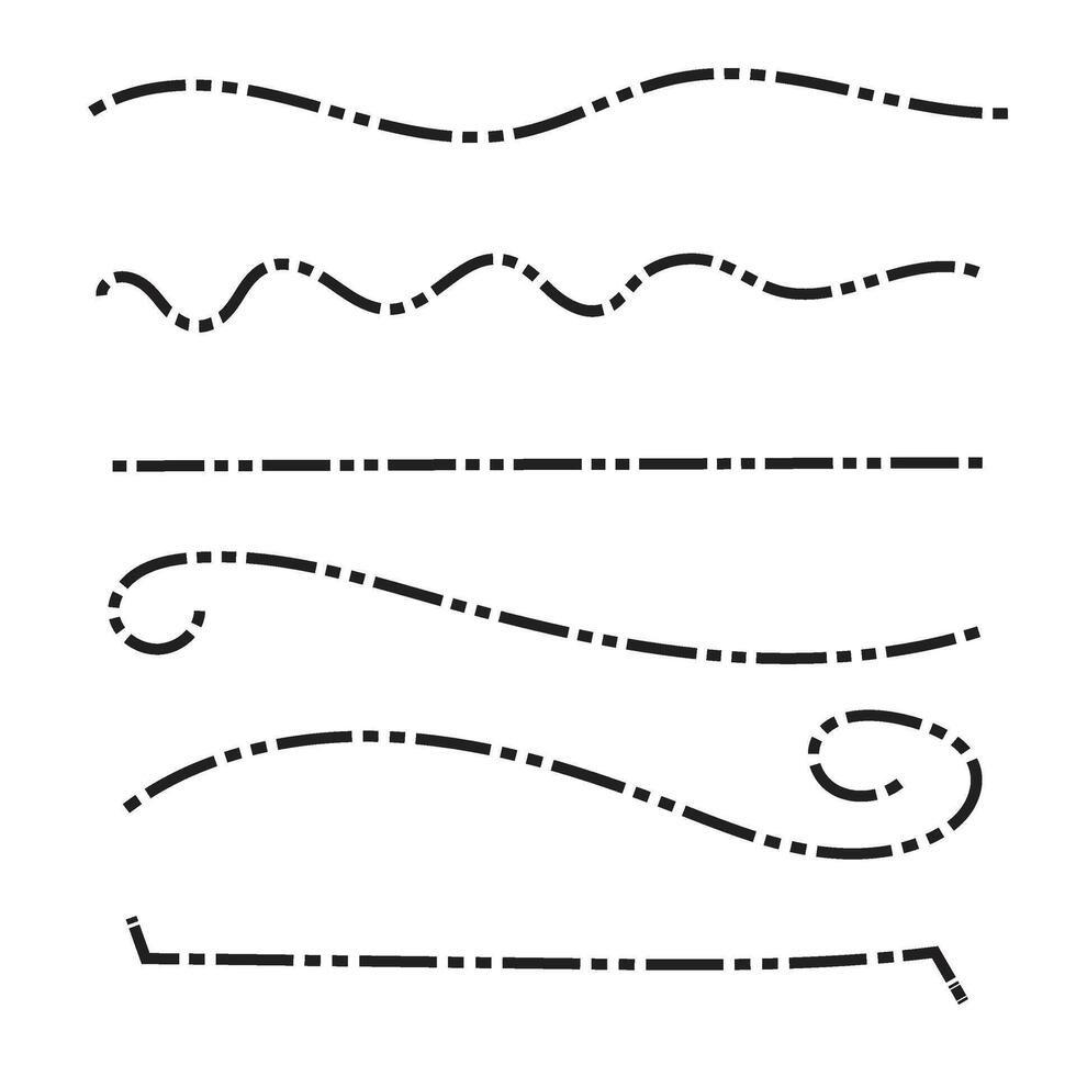 doodle line dot dash border set vector