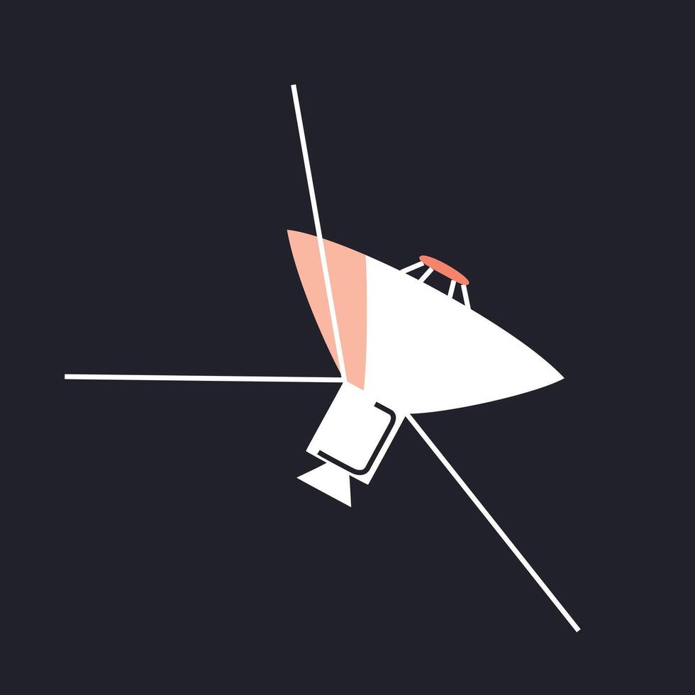 illustration of a space probe. Universe and astronomy in flat cartoon style. Spacecraft, exploration technology, celestial satellite. Ideal for science, educational materials, space missions vector