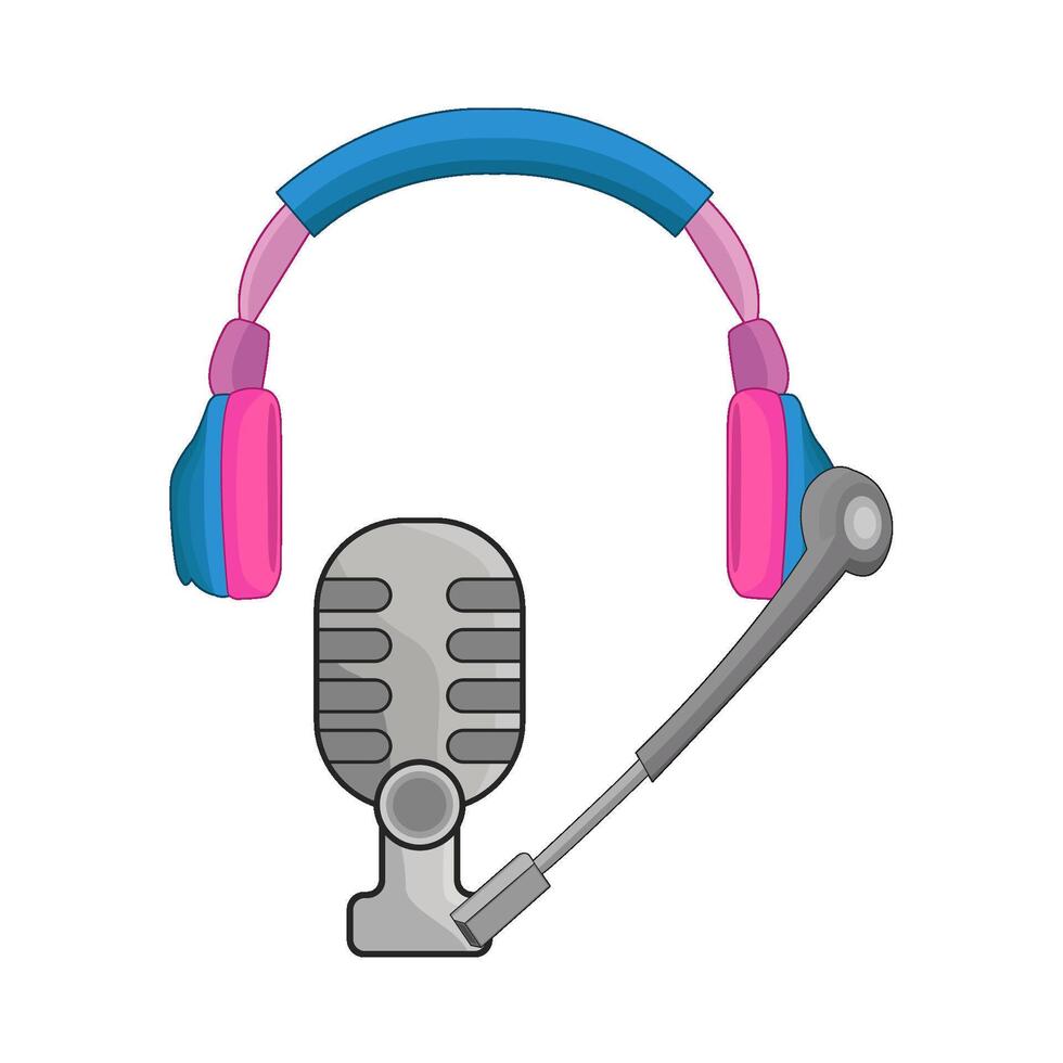illustration of headphone with microphone vector