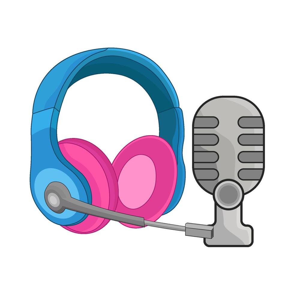 illustration of headphone with microphone vector