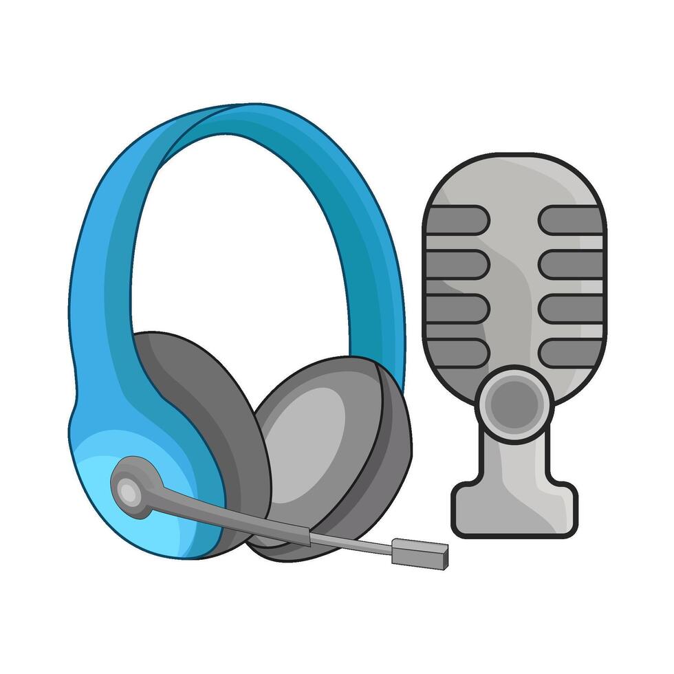 illustration of headphone with microphone vector
