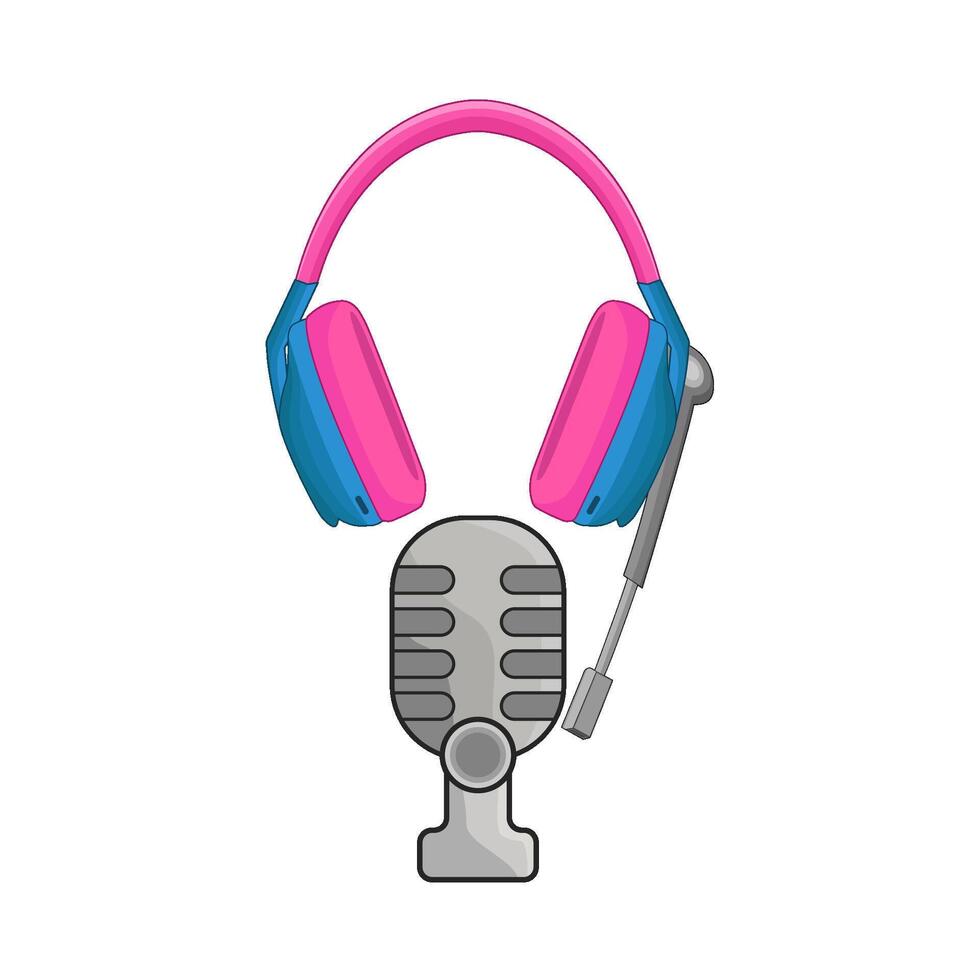illustration of headphone with microphone vector