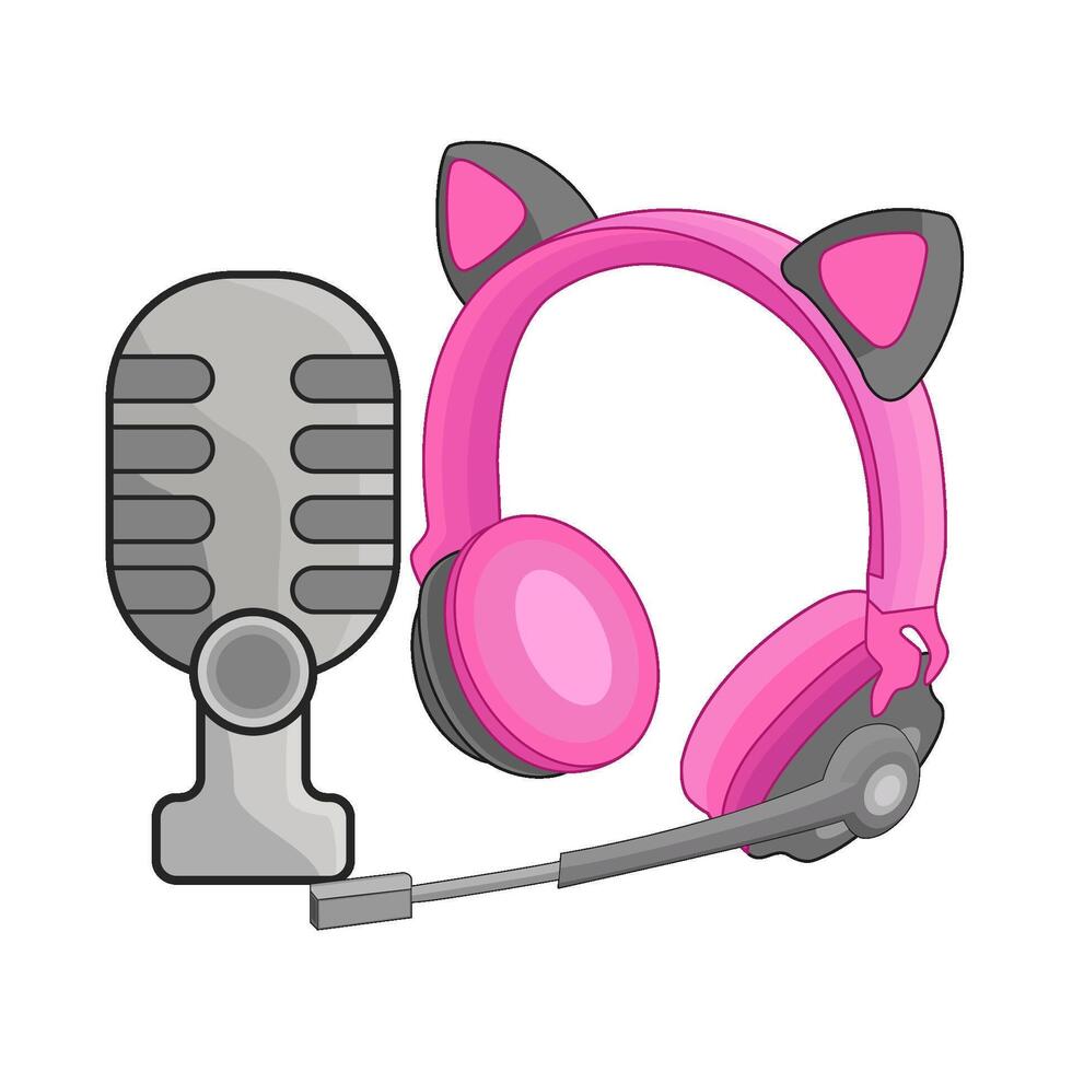 illustration of headphone with microphone vector