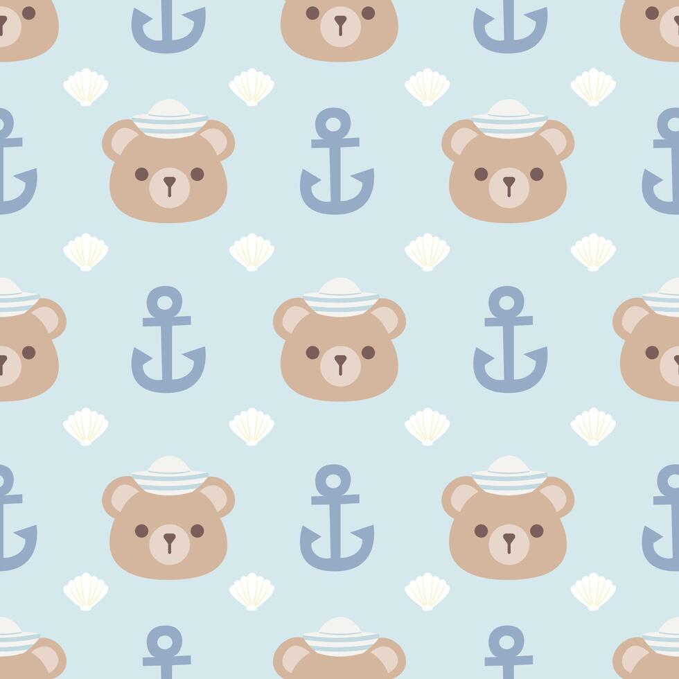 Seamless pattern with marine bear vector