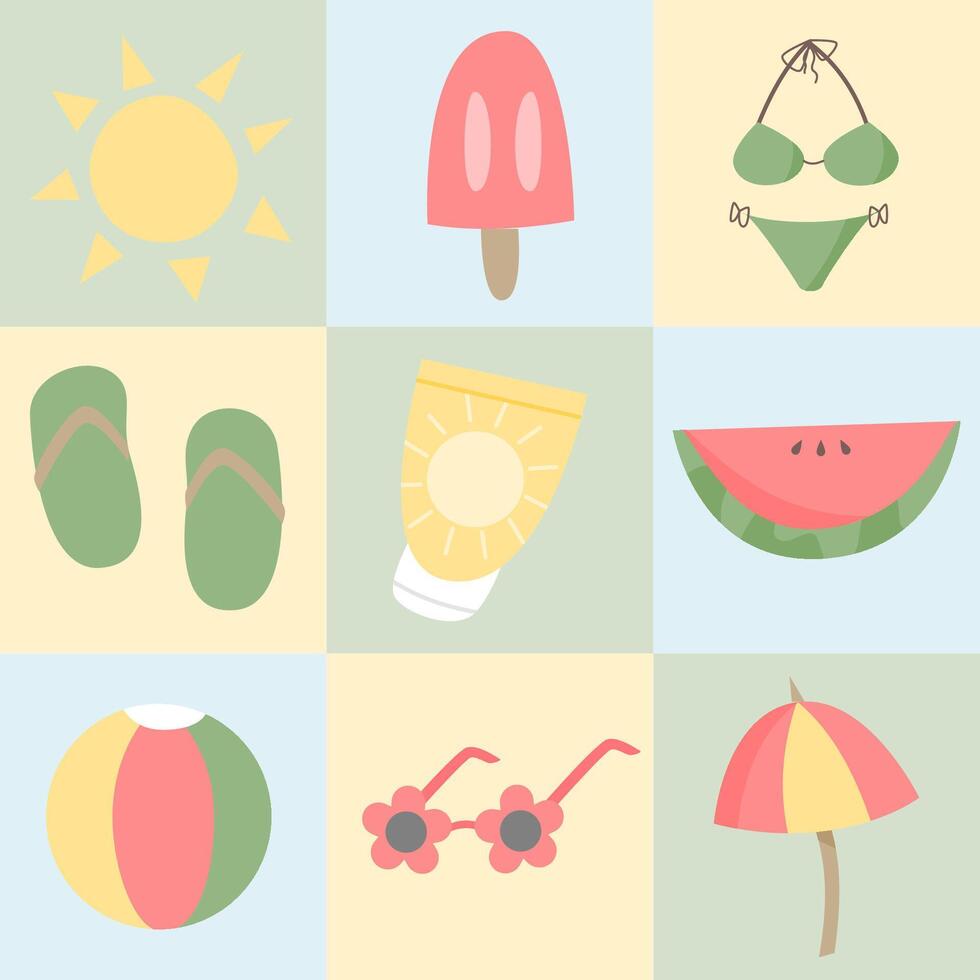 Seamless pattern with summer set vector
