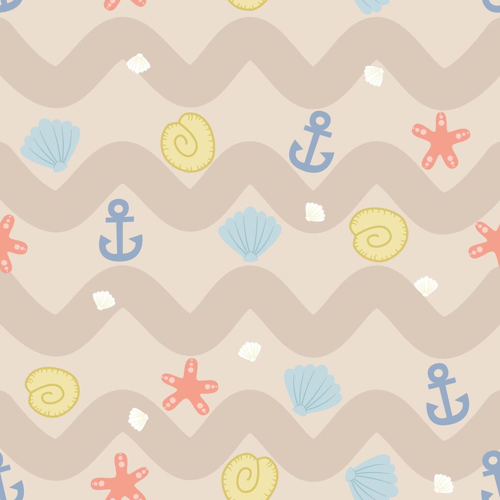 Seamless pattern with marine bear vector