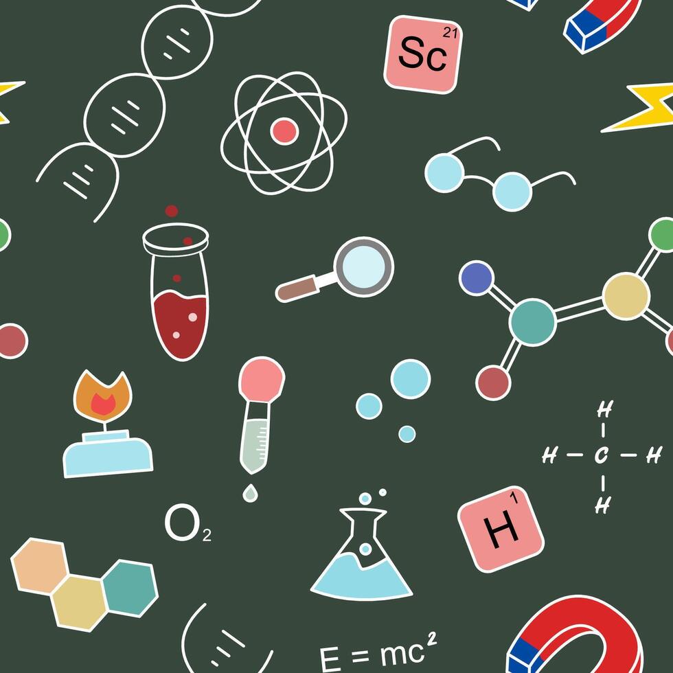Seamless pattern with chemical sains vector