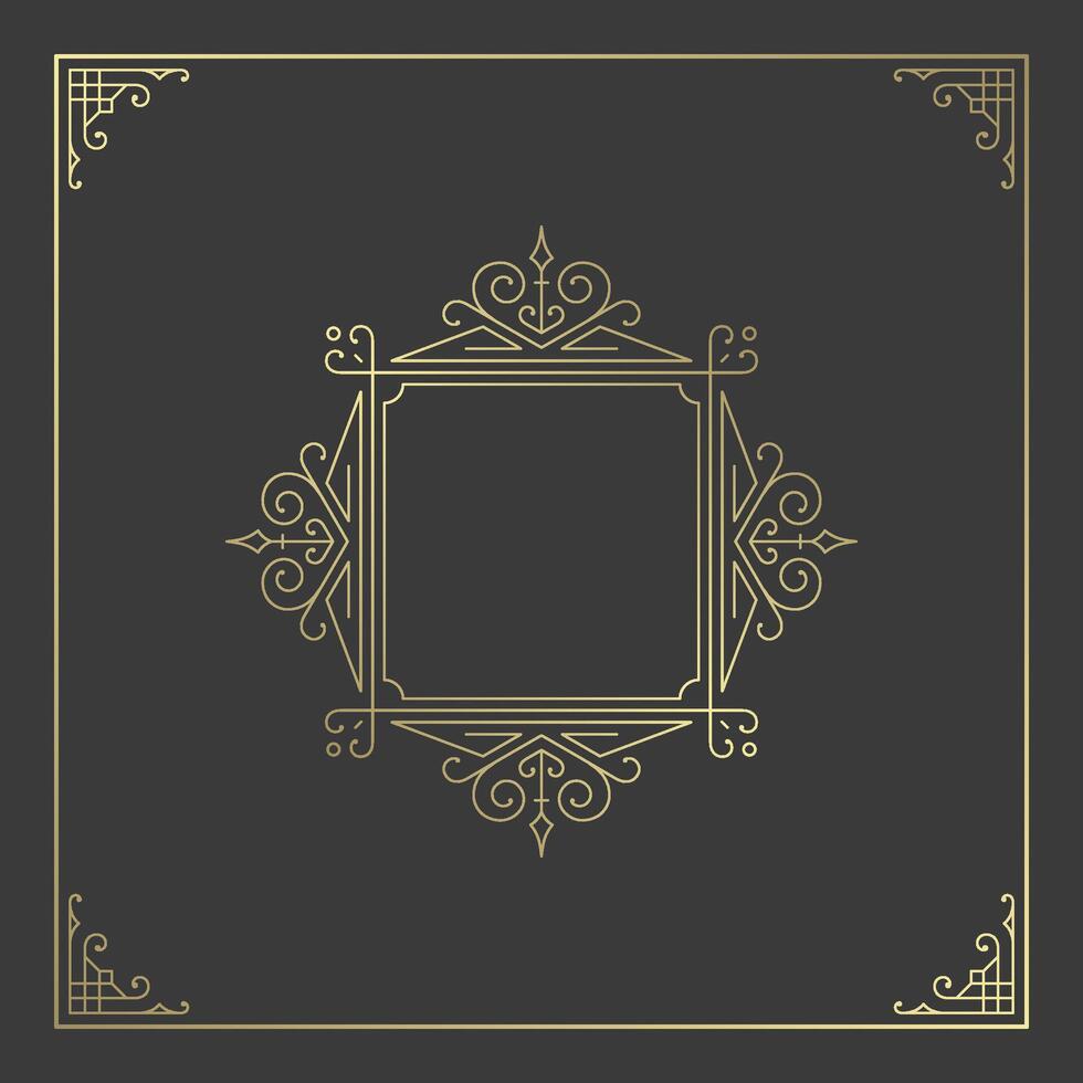 Vintage flourishes ornament swirls lines frame template illustration. vector