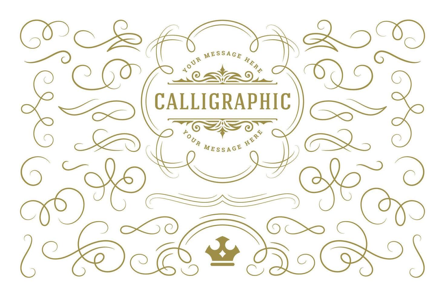 Calligraphic design elements vintage ornaments swirls and scrolls ornate decorations design elements vector
