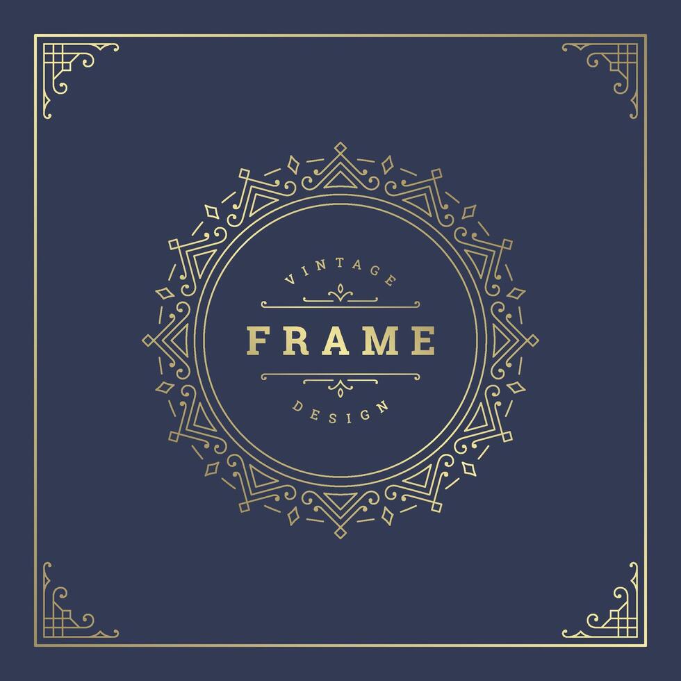 Vintage flourishes ornament swirls lines frame template illustration victorian ornate border for greeting cards vector