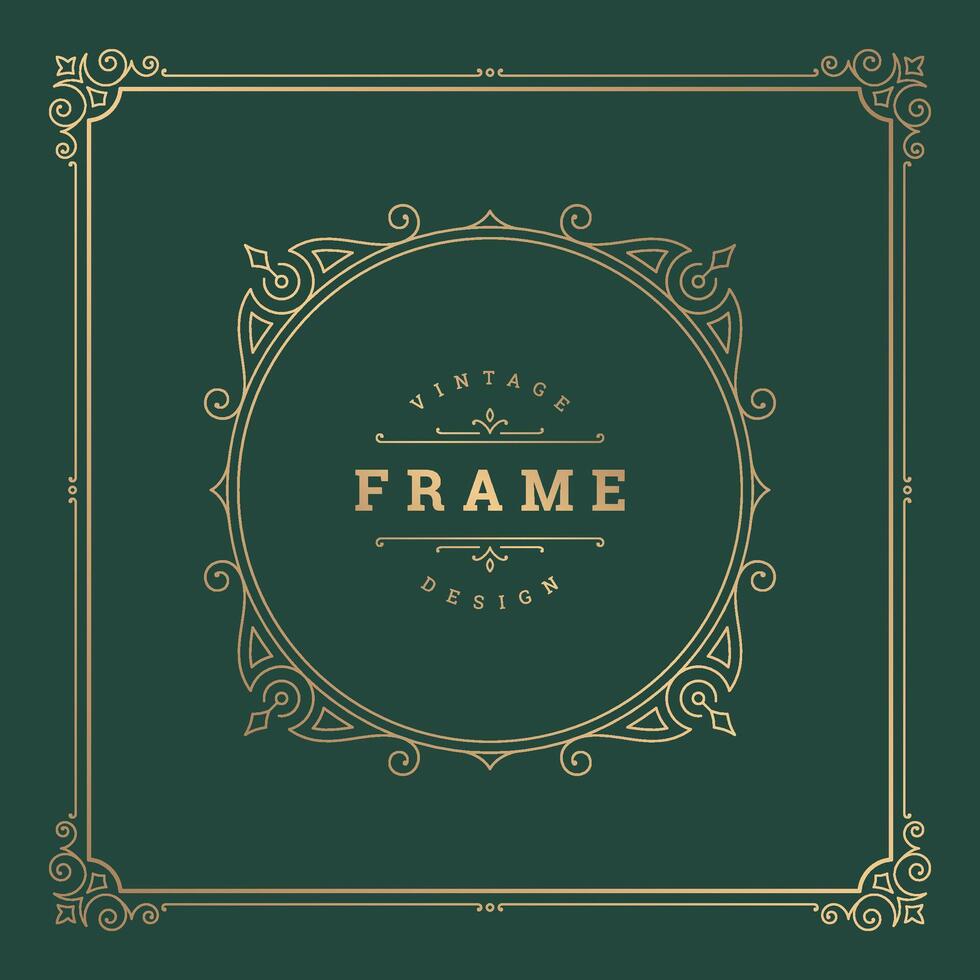 Vintage flourishes ornament swirls lines frame template illustration victorian ornate border vector