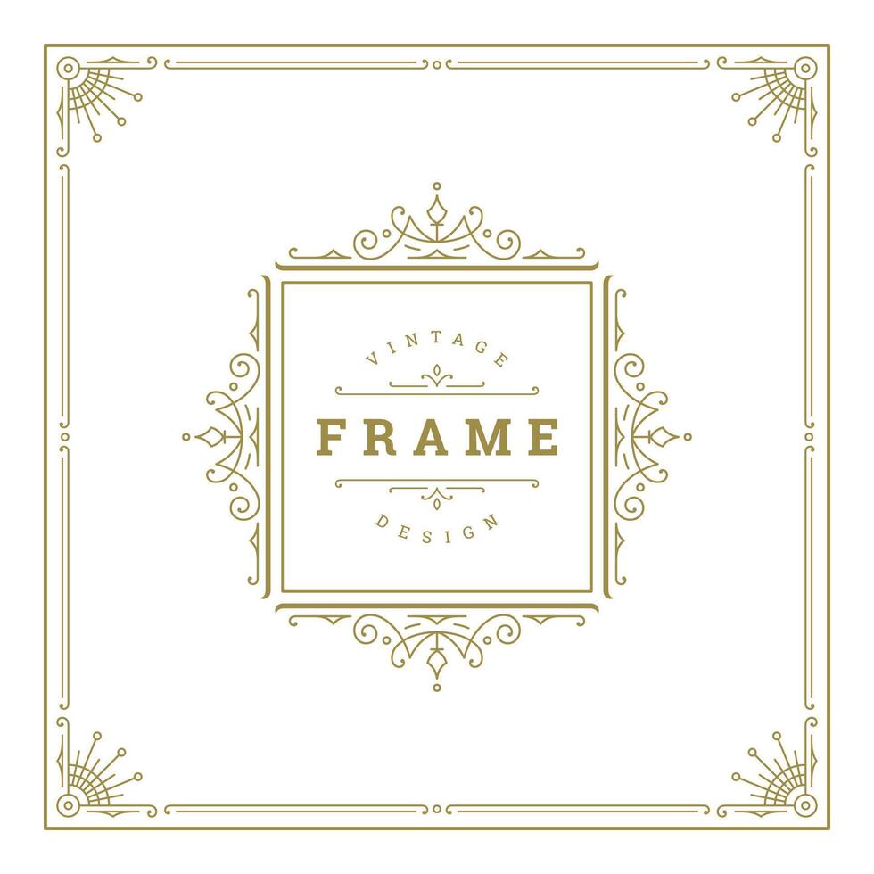 Vintage flourishes ornament swirls lines frame template illustration. vector