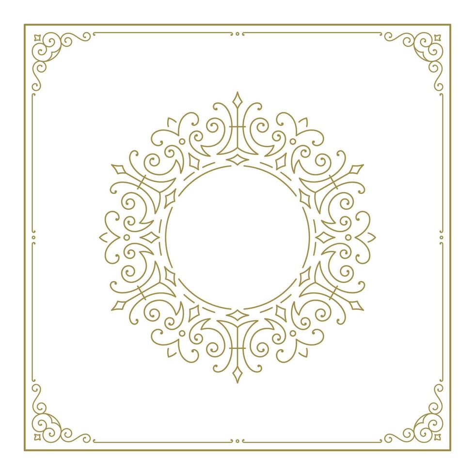Vintage flourishes ornament swirls lines frame template illustration. vector