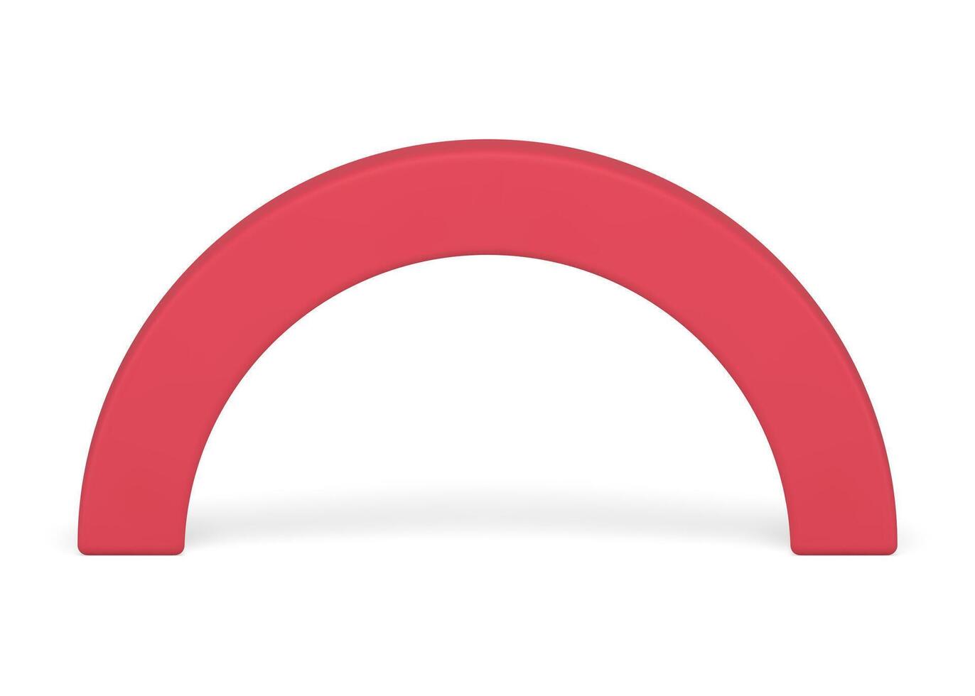 Red archway curved geometric column entrance stage basic foundation 3d element realistic vector
