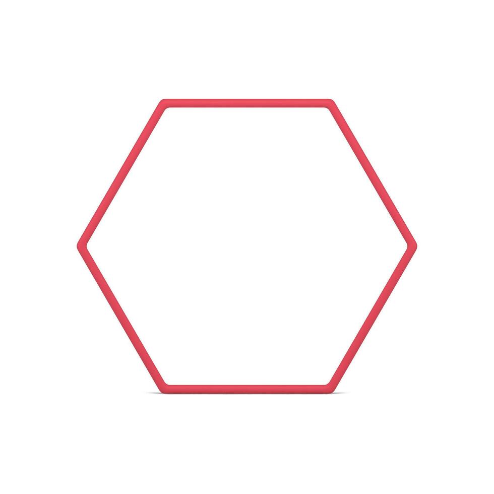 Red hexagonal honeycomb boundary frame glossy geometric 3d design realistic illustration vector