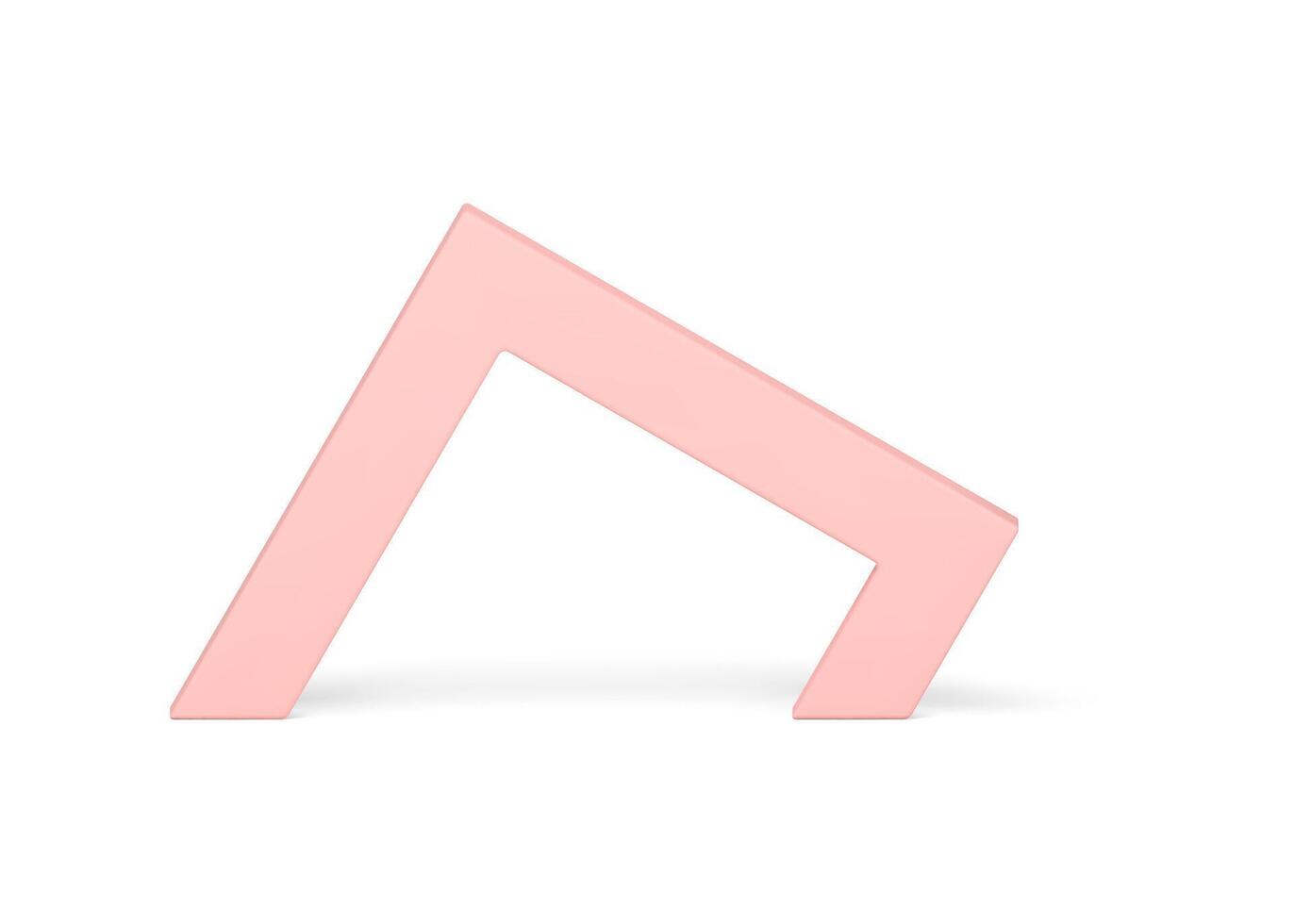 Pink angular corner arch abstract basic foundation geometric 3d element design realistic vector