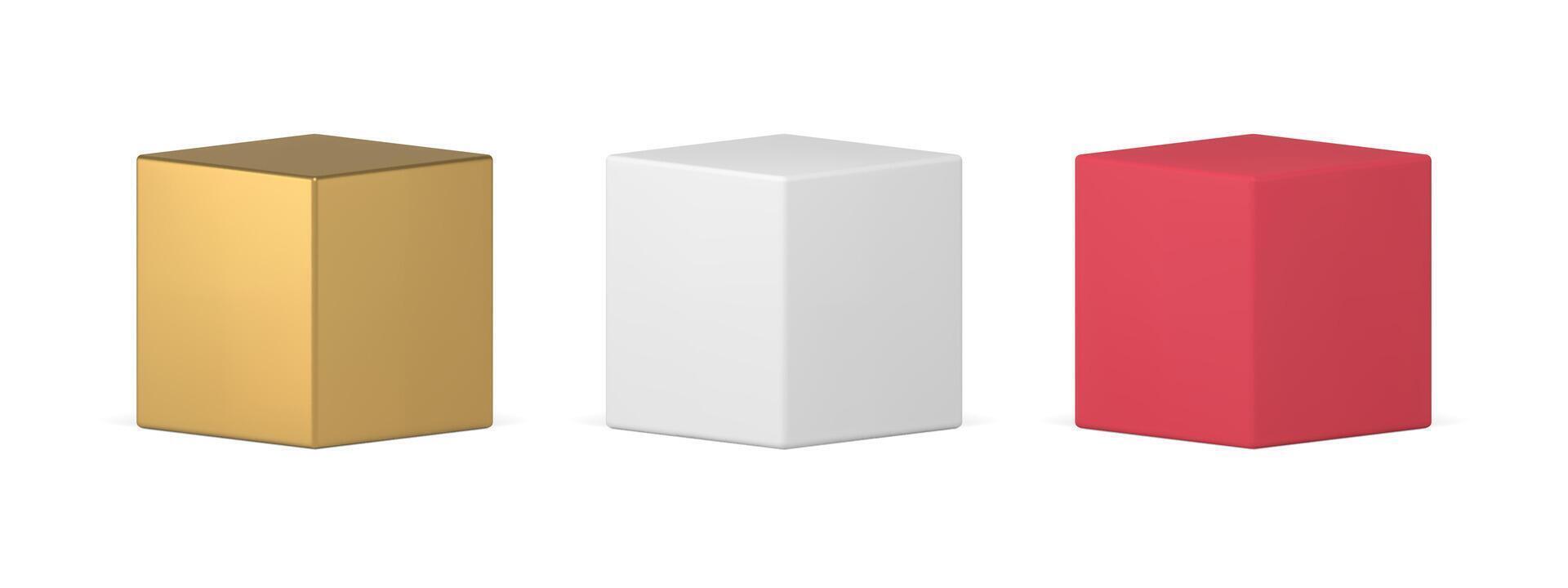 Collection isometric luxury squared block stage pedestal podium for product presentation 3d vector