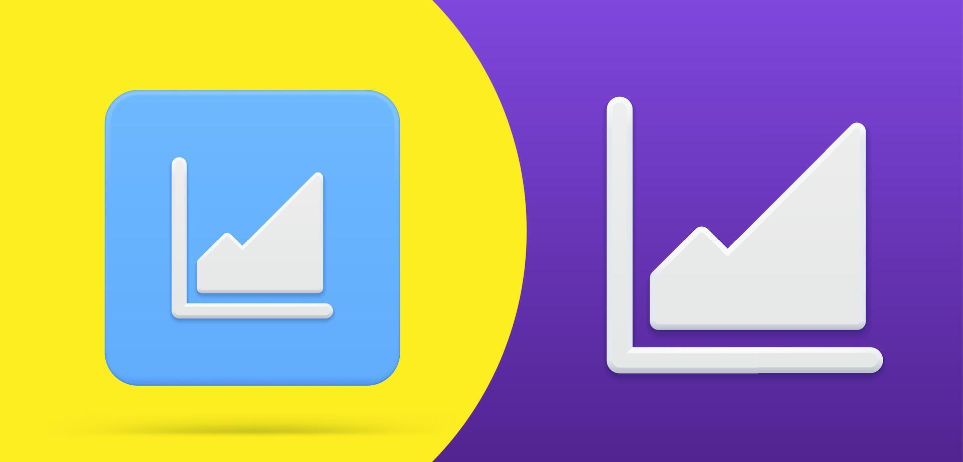 Growing graph simple 3d icon button set illustration. Symbol of analyzing growth up profit vector