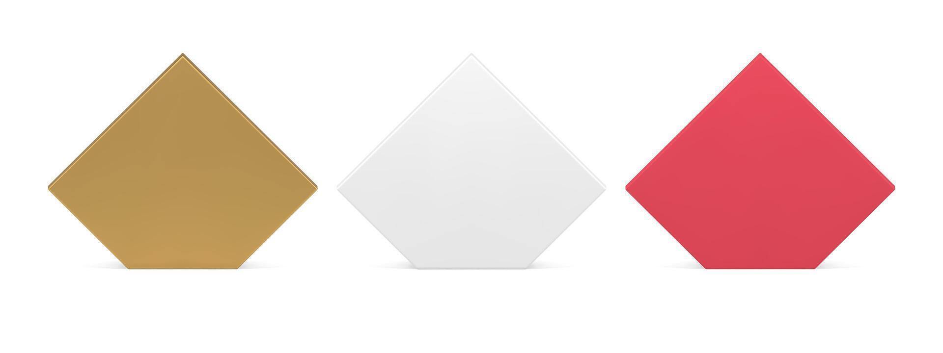 Collection luxury realistic polygonal block wall display marketing advertising 3d template vector