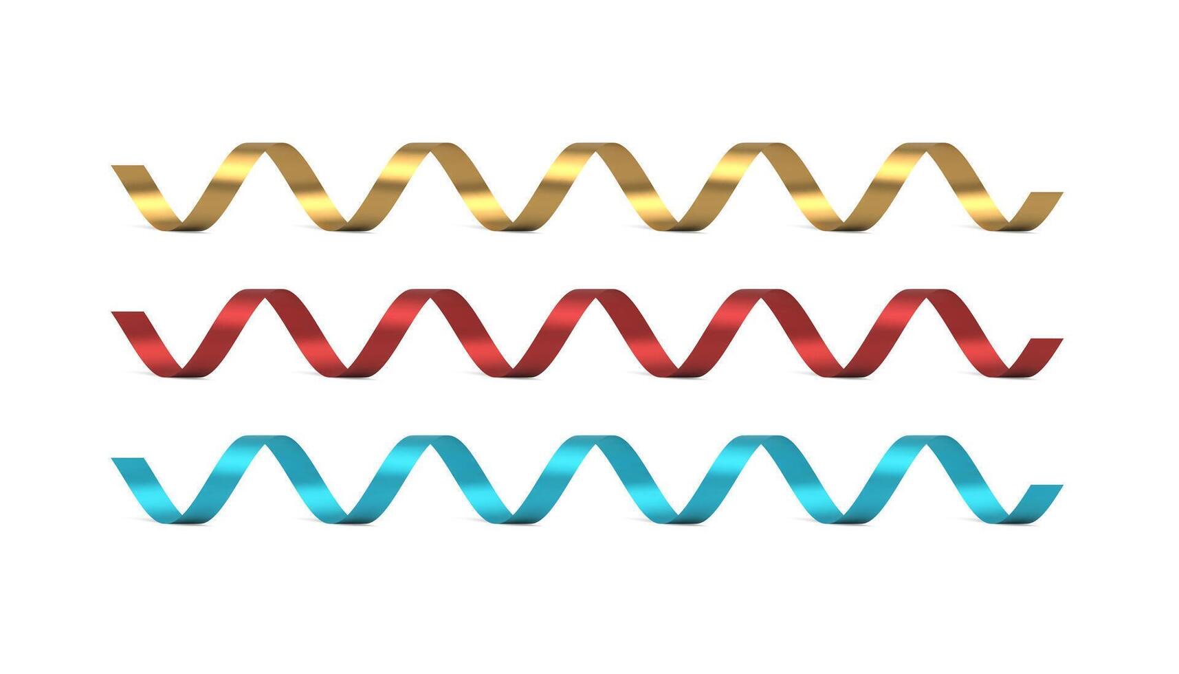 Holiday glossy golden greeting swirl ribbon collection congratulation festive bright decor 3d vector