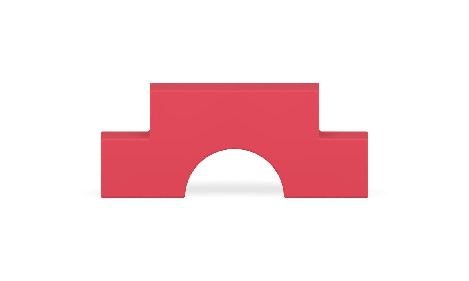 Red arch foundation staircase podium stage product presentation realistic illustration vector