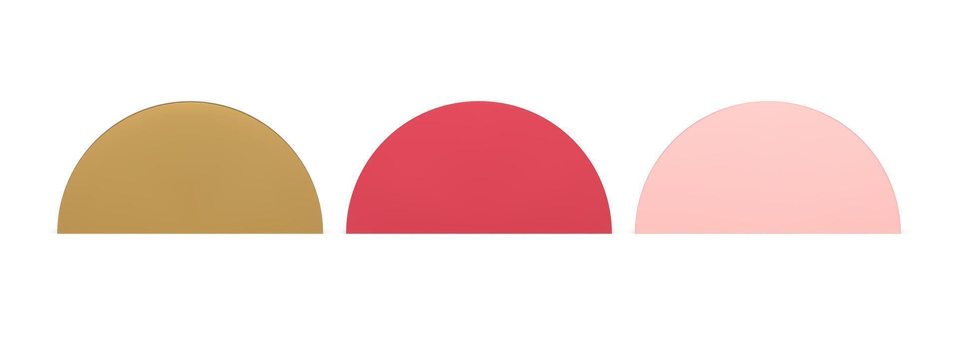 Collection realistic semicircle wall display vertical stage tribune 3d template illustration vector