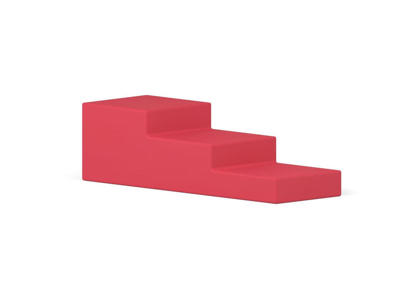 Red staircase advertising championship arena geometric block achievement level realistic vector