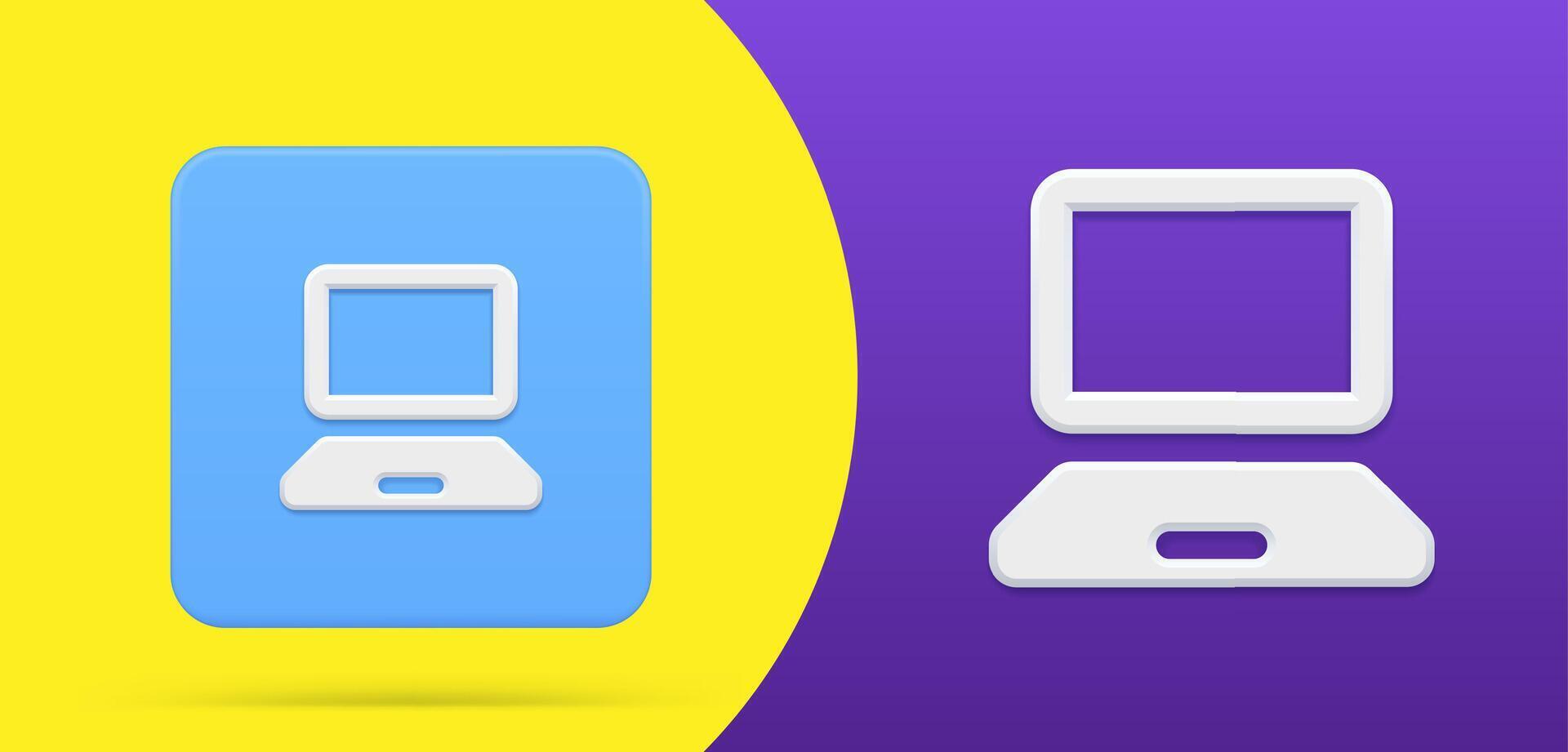 Computer pc monitor and keyboard cyberspace user interface button set 3d icon illustration vector