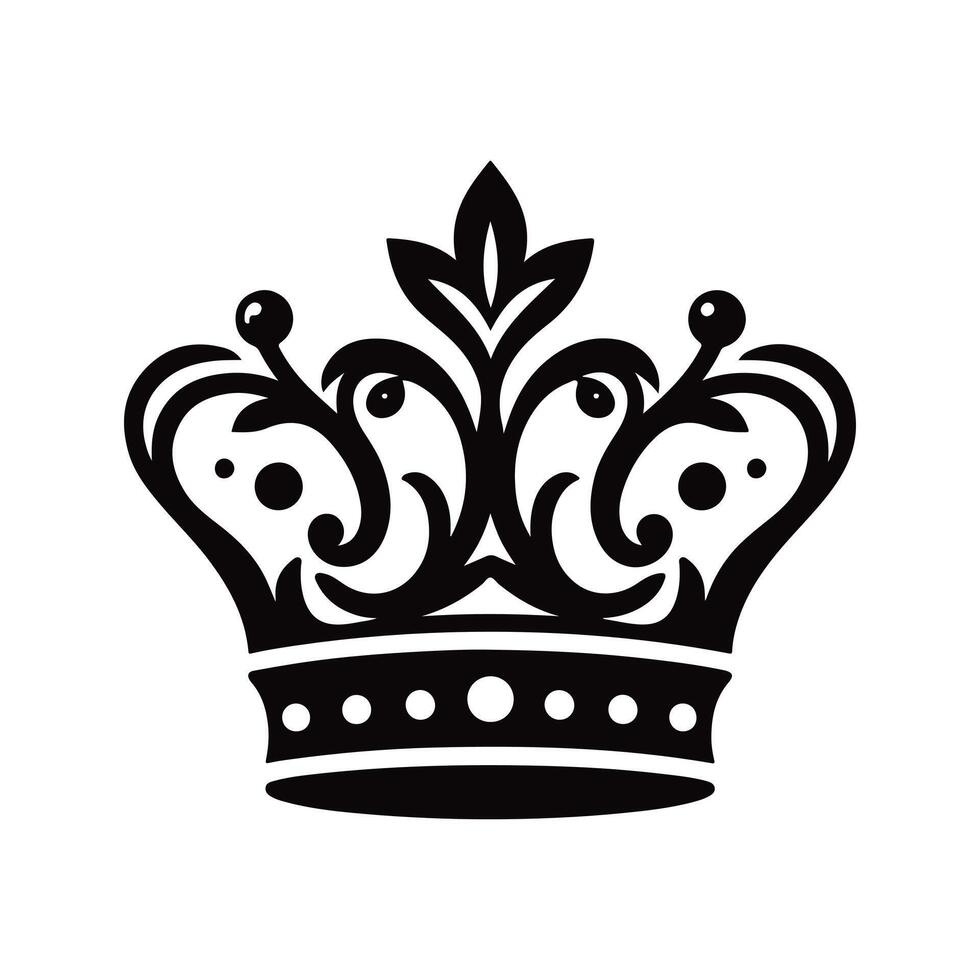 Crown black silhouette with white color background vector