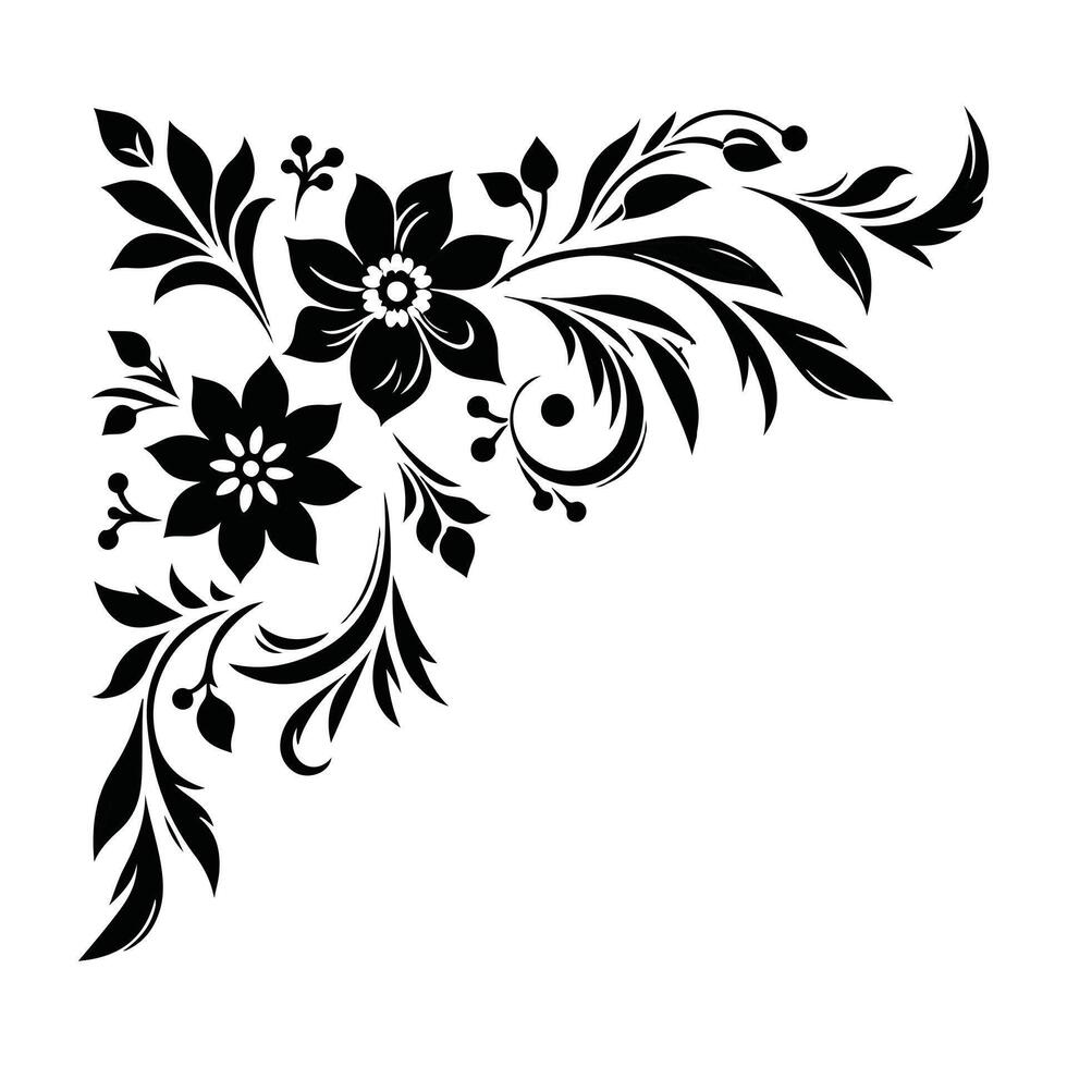 Floral Corner Border Design Element . vector