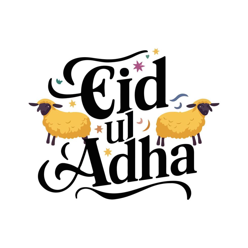 Eid Ul Adha Cartoon Style with white color background vector