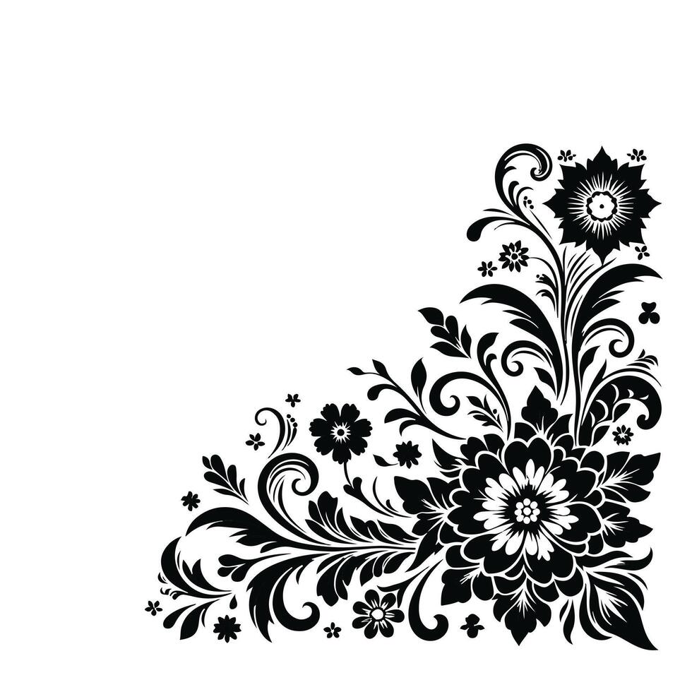 Floral Corner Border Design Element . vector